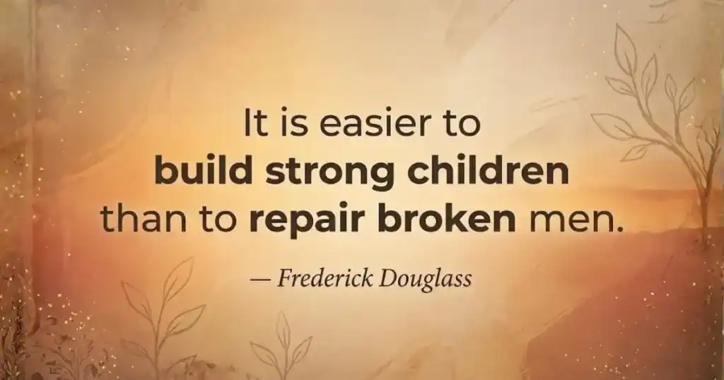 A quote graphic with the Frederick Douglass quote in clean typography on a warm background